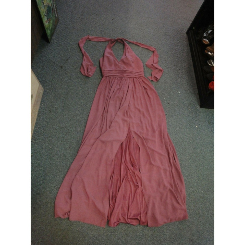 Davids Bridal ‎ 8 bridesmaid prom formal gown dress tie back halter Chianti NEW